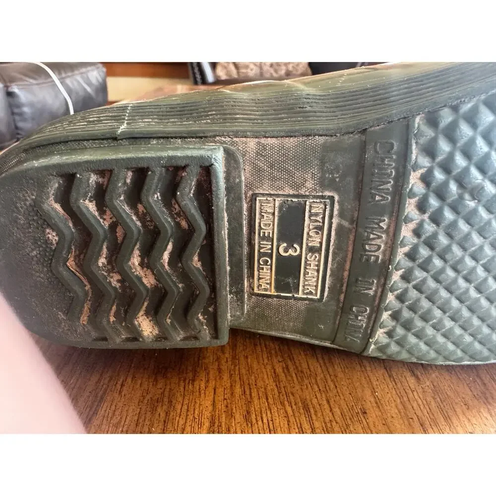 L.L. Bean Wellie Rain Boots Kids Size 3 Green Rubber